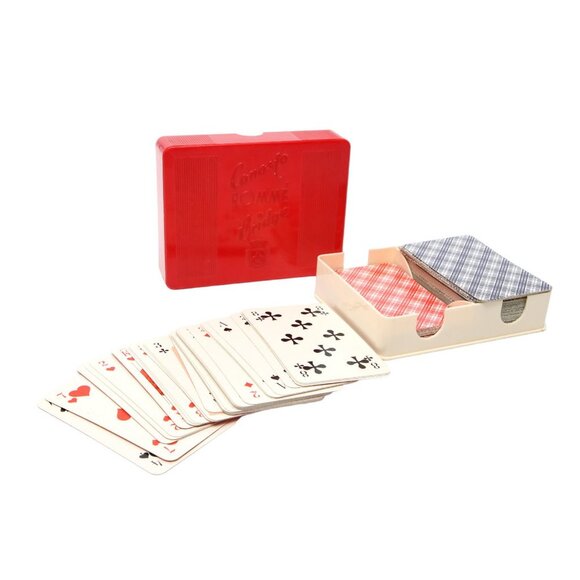 Vintage Schmid Rommé Bridge Canasta Cards 70s Germany 2 Card Decks Red Case - Picture 1 of 8